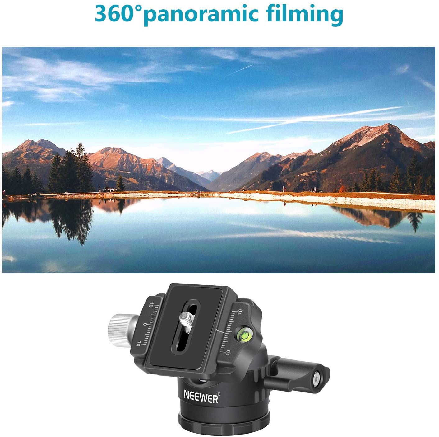 1/4 inch QR Plate and Bubble Level for DSLR Cameras Tripods Monopods Slider Max Load 22lbs/10kg Neewer Professional 28MM Low-Profile Tripod Ball Head 360 Degree Panoramic Rotating with 2 Lock knobs 