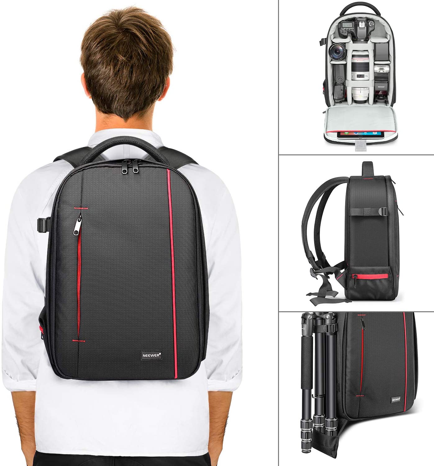 Neewer Pro dslr Camera Case Waterproof Shockproof Adjustable Padded Camera Backpack  Bag - YouTube